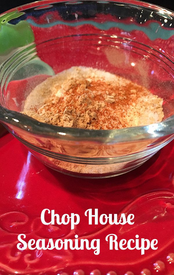 This Chop House Seasoning makes great pork chops. Sprinkle this on pork chops before browning or baking. So easy, you may have the spices on hand right now. #chopseasoning #seasoningrecipe #diyseasoning #bakingoutsidethebox