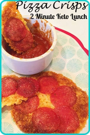 Pizza Crisps are a super quick ultra low carb meal or snack that is fast, warm, satisfying and crunchy. Make them in under 2 minutes. 