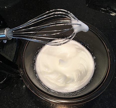 whipping the egg whites helps to get air into the batter for the low carb sandwich bread.