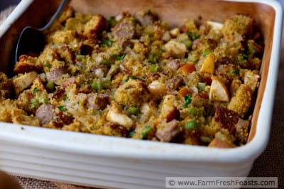 apple sausage cornbread stuffing landscape