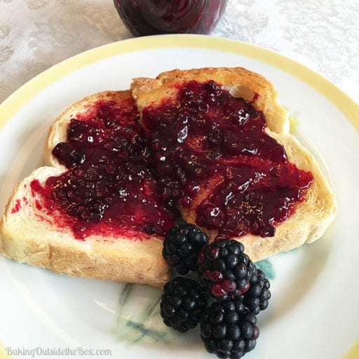 This French recipe for Low Sugar Blackberry jam tastes of fresh fruit and late summer sunshine. It takes less than half the sugar of a regular jam recipe