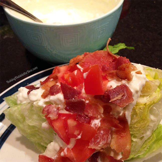 BLT Blue Cheese Loaded Lettuce Wedges are light, crisp and hearty with a surprisingly delicious and low calorie homemade Blue Cheese dressing recipe.