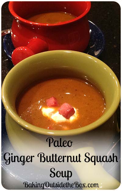 This slow cooker Paleo style Ginger Butternut Squash Soup recipe is full of bright and sunny flavor. Can also be served as a vegan dish. Perfect for a special occasion or casual night at home. Catch the 1 minute cooking video.