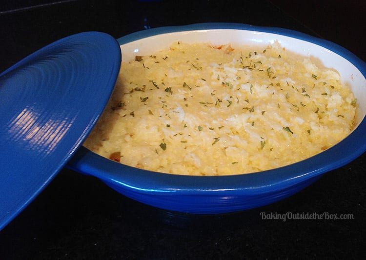 #bakingoutsidethebox | This low carb shepherd's pie is a tasty makeover of the classic casserole. Cut out 15 carbs per serving by using two sneaky ingredient exchanges.