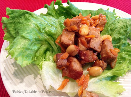 #bakingoutsidethebox | Satisfy a craving for Chinese food with easy this Low Carb Chinese Pork Lettuce Wraps recipe. Planning ahead makes this restaurant-style treat a snap.