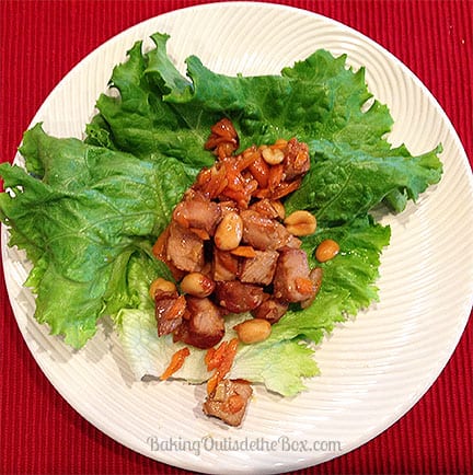 #bakingoutsidethebox | Satisfy a craving for Chinese food with easy this Low Carb Chinese Pork Lettuce Wraps recipe. Planning ahead makes this restaurant-style treat a snap.
