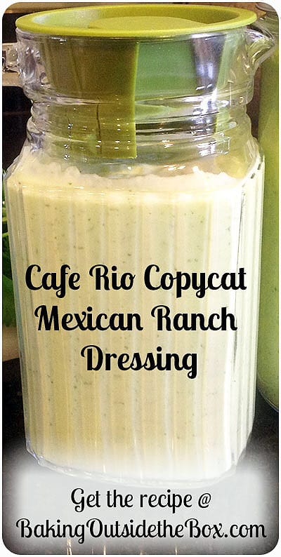 The Cafe Rio Copycat Mexican Ranch Dressing is a toss-it in-and-spin-it in the blender recipe