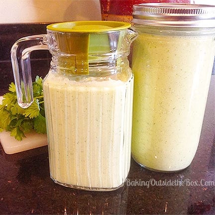 The Cafe Rio Copycat Mexican Ranch Dressing is a toss-it in-and-spin-it in the blender recipe