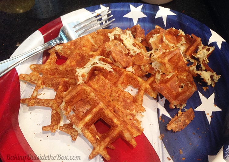 #bakingoutsidethebox | This Low Carb Waffles Recipe is a delicious, crunchy treat with just 3 net carbs per serving. -- A happy Saturday morning any day of the week.