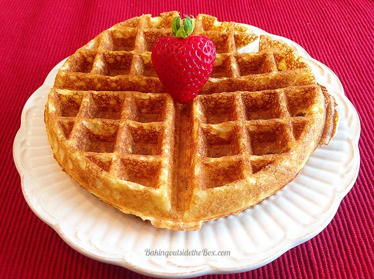 #bakingoutsidethebox | This Low Carb Waffles Recipe is a delicious, crunchy treat with just 3 net carbs per serving. -- A happy Saturday morning any day of the week.