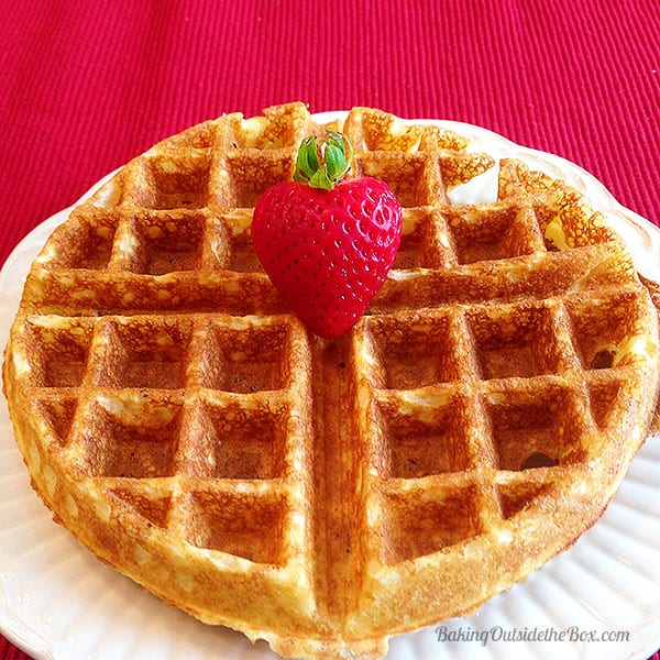 #bakingoutsidethebox | This Low Carb Waffles Recipe is a delicious, crunchy treat with just 3 net carbs per serving. -- A happy Saturday morning any day of the week.