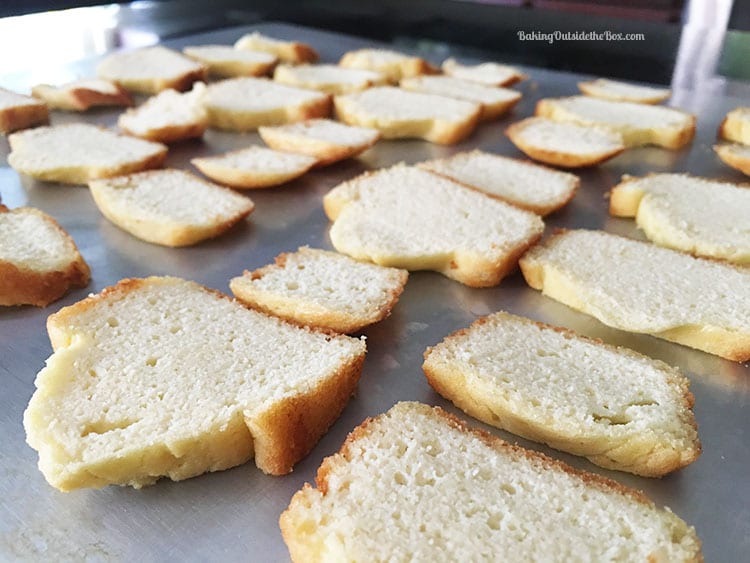 This low carb Melba Toast is easy to make and crunchilicious. Made from Almond biscuits, they are just a a bit over 1 net carb per sliced biscuits.